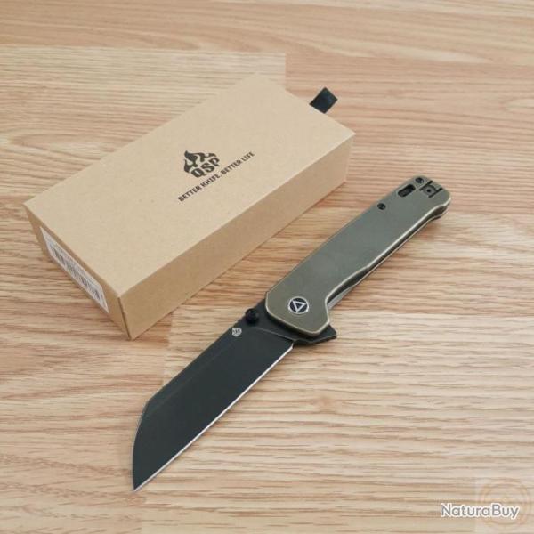 Couteau QSP Penguin Plus Bronze Lame Acier CPM-20CV Manche Titane IKBS Framelock Clip QS130XLB
