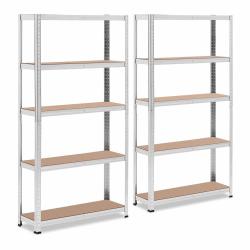 Lot de 2 &eacute;tag&egrave;res charge lourde 90 x 30 x 180 cm supporte 5 x 175 kg robuste garage atelier outils