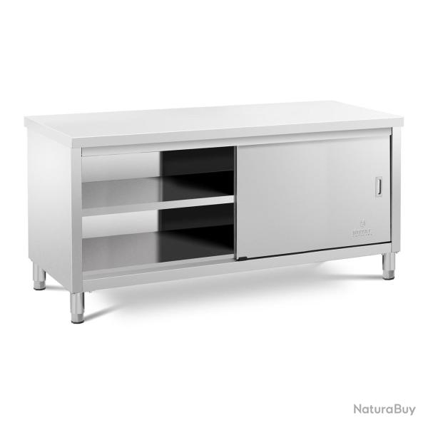 Meuble bas en acier inoxydable plan de travail cuisine armoire avec portes coulissantes (capacit� d