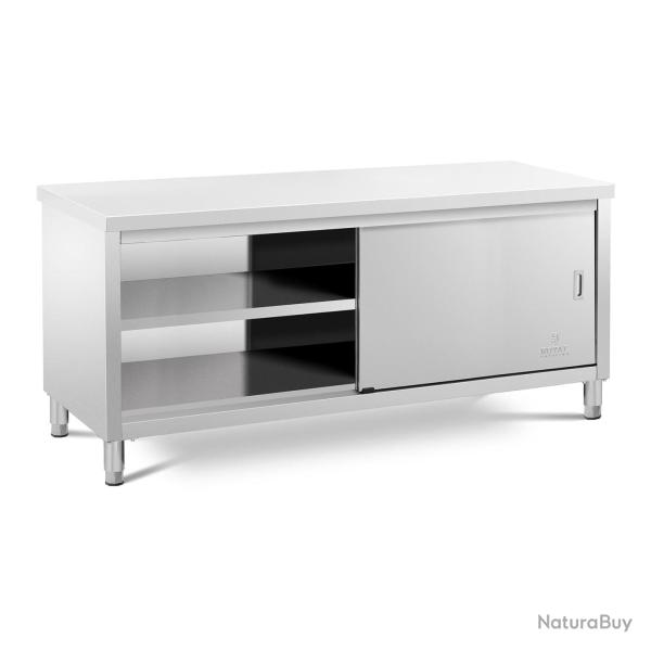 Meuble bas en acier inoxydable plan de travail cuisine armoire avec portes coulissantes (capacit� d