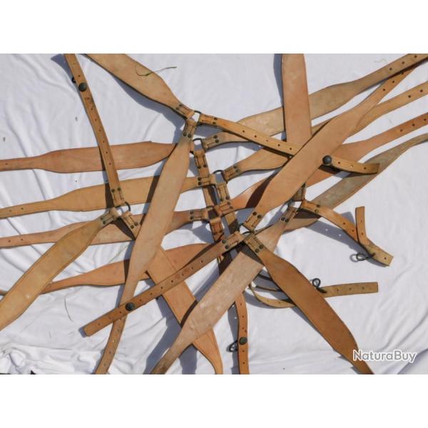 LOT 7-SEPT BRELAGES  FORME Y EN CUIR FAUVE - ETAT DE STOCK JAMAIS SERVI