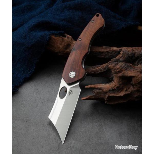 Couteau Bestech Skirmish Ironwood Manche Bois Lame Cleaver Acier 154CM IKBS Linerlock Clip BTKL06A