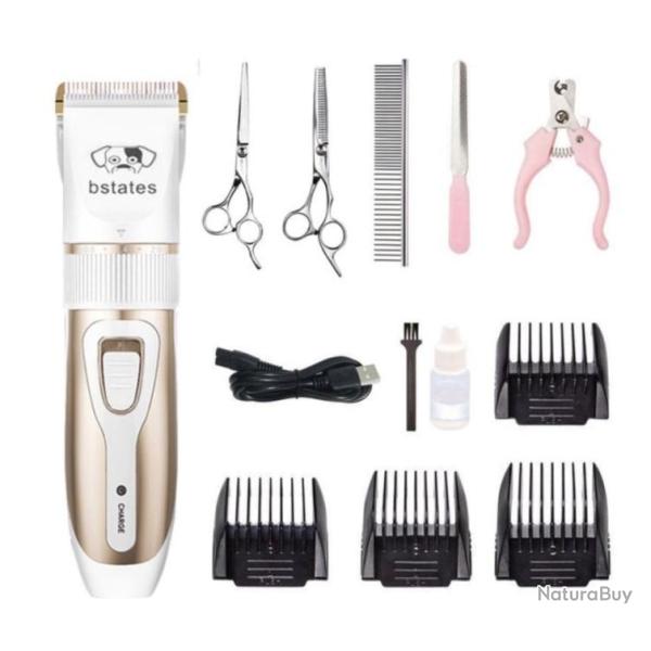 Coffret Tondeuse pour Animaux Professionnelle sans fil, rechargeable .......ciseaux et peigne m�tal