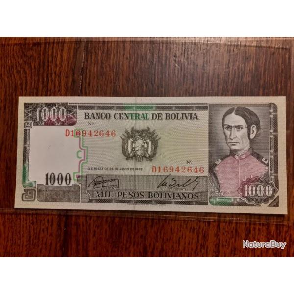 1000 pesos Bolivie du 25/06/1982 neuf