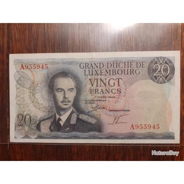 20 francs Luxembourg du 7 mars 1966 en ttb+