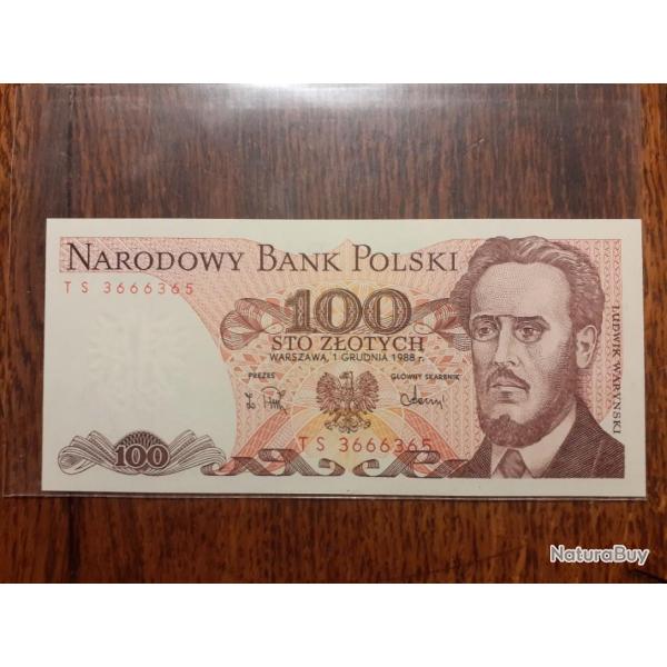 Pologne . 100 Zloty h 1988 neuf