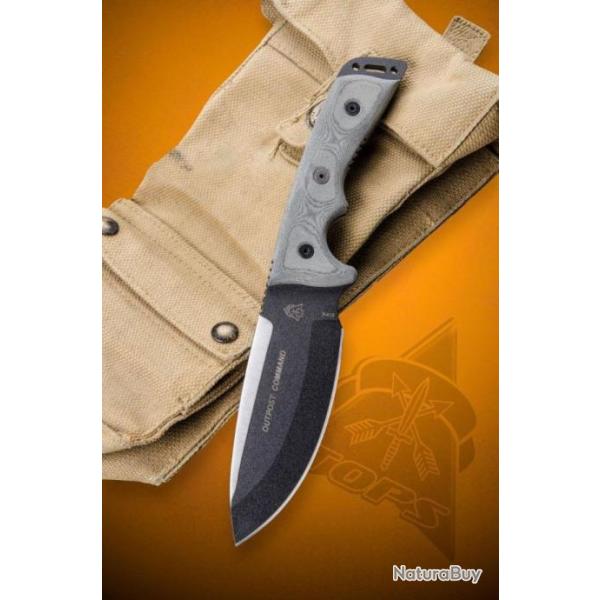 TPOC01 TOPS OUTPOST COMMAND Lame Acier Carbone 1095 Manche Micarta Etui kydex Made USA