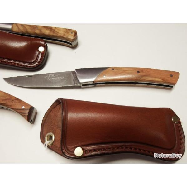 Couteau pliant r�gional le THIERS (FLORINOX), manche olivier , lame inox , avec pochette cuir