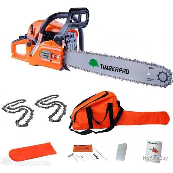 Tron�onneuse Thermique Timberpro 62 cm3 Guide 50 cm + 2 chaines + Housse LIVRAISON OFFERTE