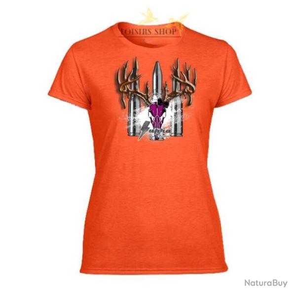 T-shirt de chasse orange imprim� Supra taille S pour femme - ROG (DESTOCKAGE)