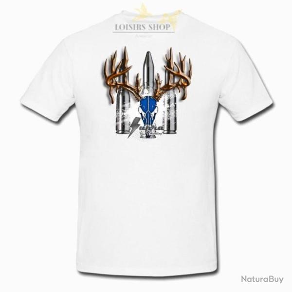 T-shirt de chasse blanc imprim� Supra taille M pour homme - ROG (DESTOCKAGE)