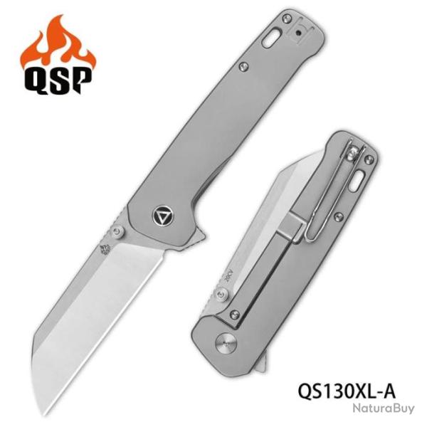 Couteau QSP Penguin Plus Satin Manche Titane Lame Acier CPM-20CV IKBS Linerlock Clip QS130XLA