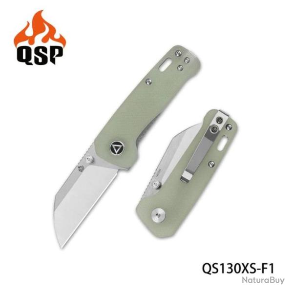 Couteau QSP Mini Penguin Jade Lame Acier 14C28N Manche G10 IKBS Linerlock Clip QS130XSF1