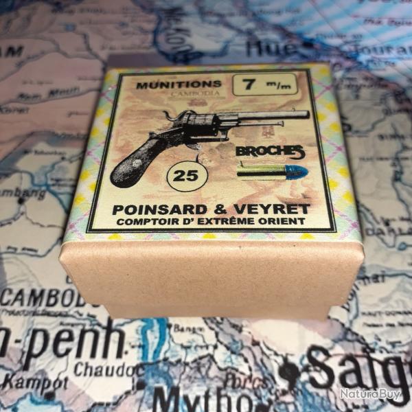 7 mm � Broches type Lefaucheux (Poinsard & Veyret): Reproduction boite munitions (vide) PV 9814132