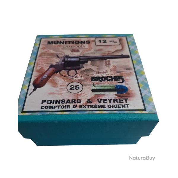 12 mm  Broches ou 12mm Lefaucheux: Reproduction boite cartouches (vide) P&V 9814233