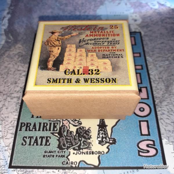 32 Short SW (Western Metallic Ammunition): Reproduction boite cartouches (vide) WMA 9814301