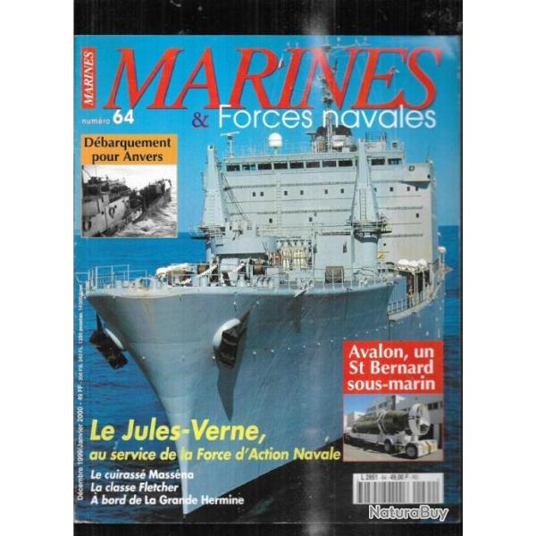 marines et forces navales n�64 le jules verne, cuirass� mass�na, classe fletcher,  marines �ditions.