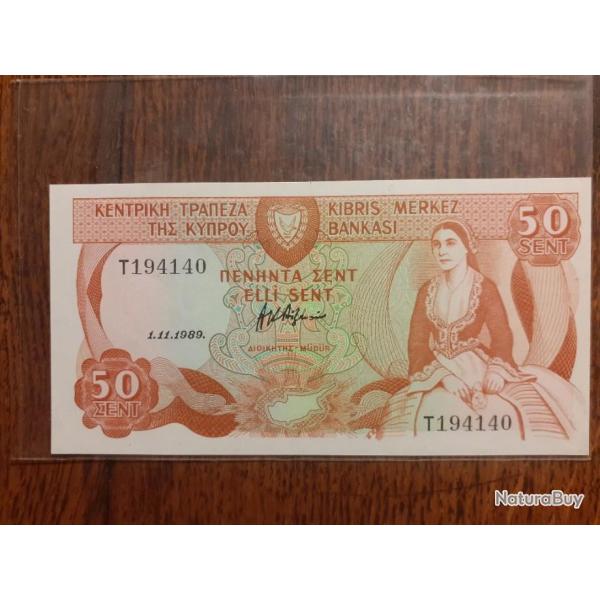 Chypre.  50 sent du 1/11/1989 en neuf
