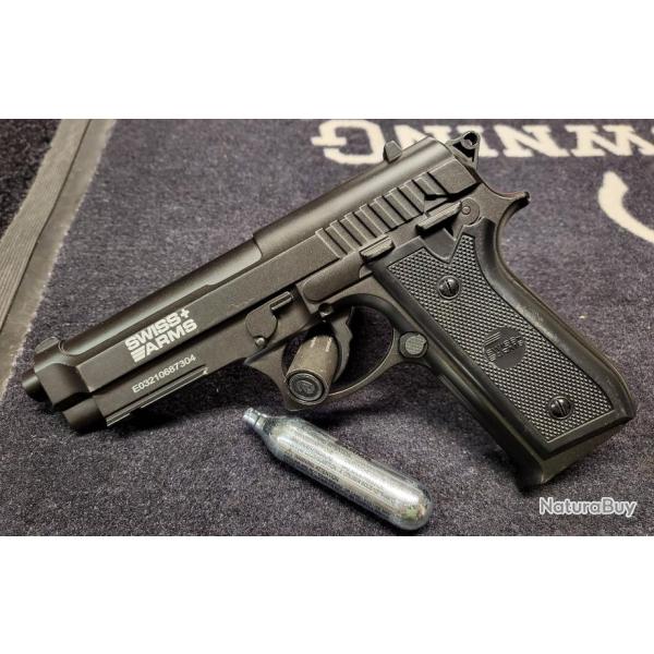 Pistolet SWISS ARMS SA 92 Metal CO2 4.5 mm 15BBs 2,11 J