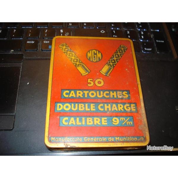 Ancienne boite vide de cartouches cal  9mm Flobert . Marque MGM. Etat moyen.