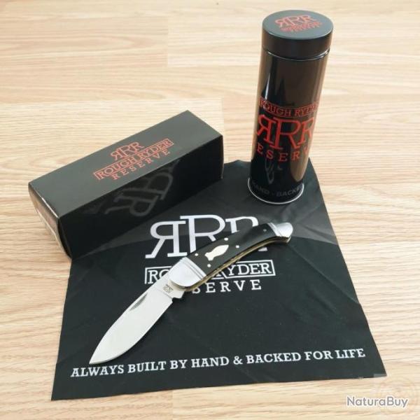 Couteau Rough Ryder Reserve Panthera Lame Acier D2 Manche Micarta Slip Joint Boite Collector RRR020