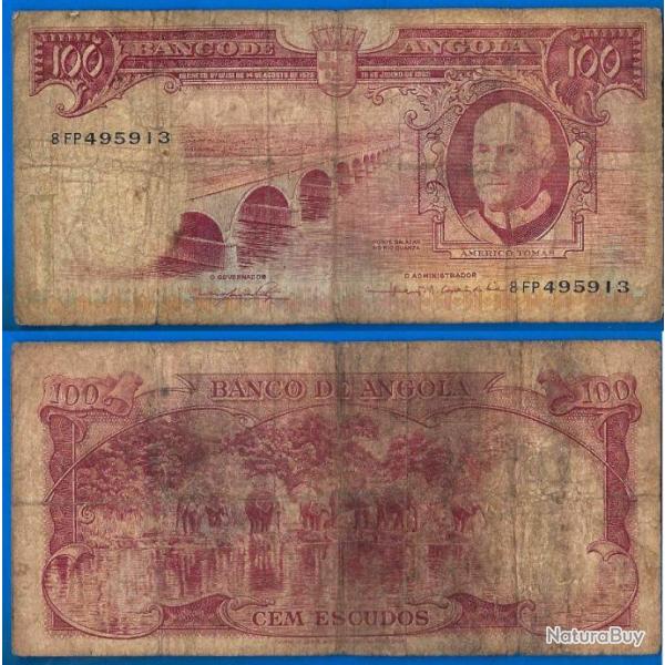 Angola 100 Escudos 1962 Americo Tomas Billet Afrique Colonie Portugal