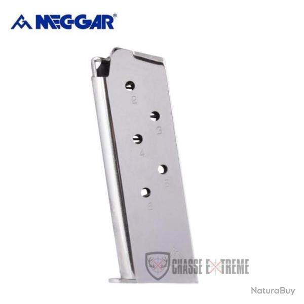 Chargeur MEC-GAR pour Colt 1911 Officer 6Cps Cal 45 Acp Nickel