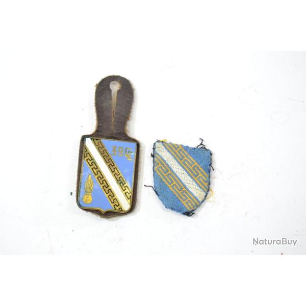 Insigne 39e Compagnie de Camp, 39 CC SUIPPES, DRAGO G1924, �mail, 2 anneaux + insigne tissu