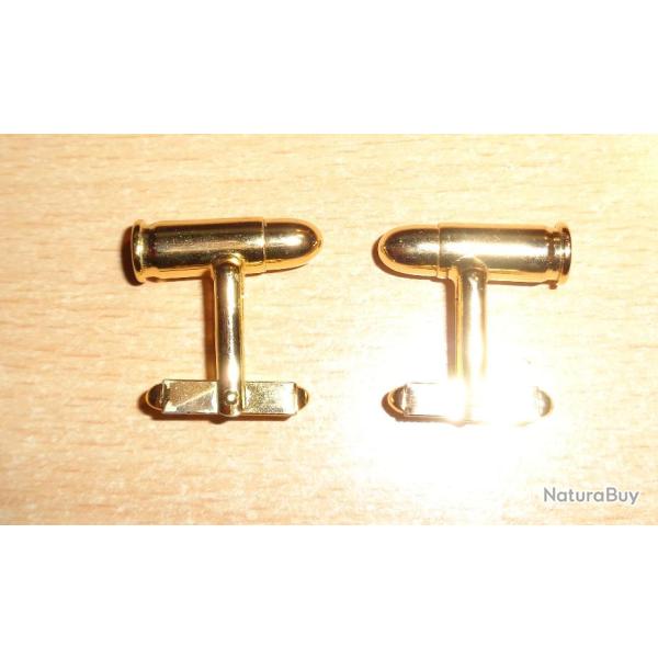 paire de bouton de manchette plaqu� or fait avec une cartouche de 6.35