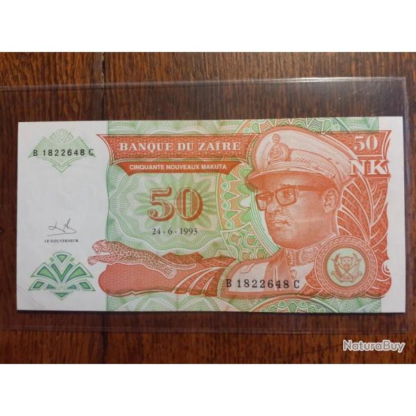 Za�re.  50 nouveaux Makuta 1993 neuf