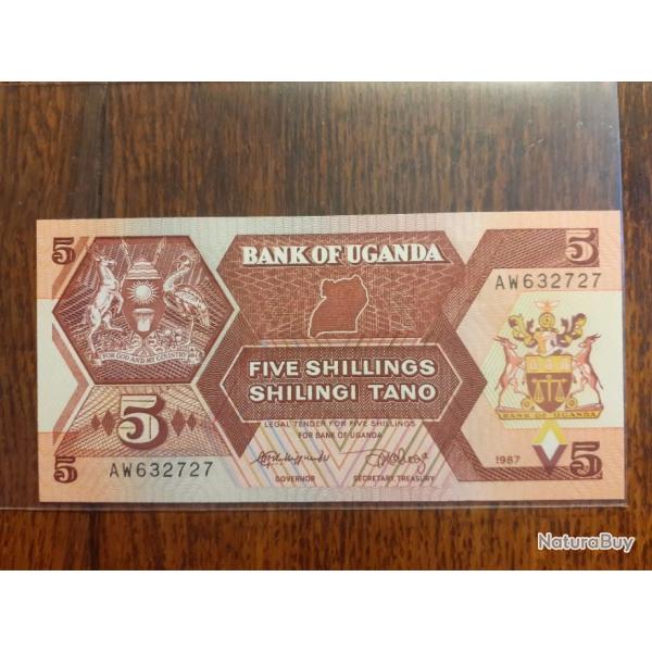 Uganda.  5 shilingi 1987 neuf