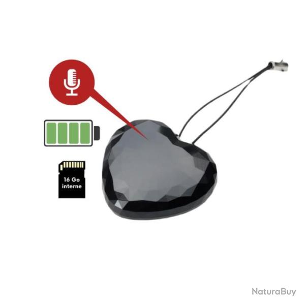 Coeur en Pendentif de collier Enregistreur vocal Espion 16 GO SS-CPCEV