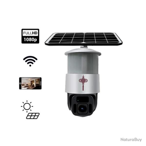 Cam�ra de surveillance Solaire ext�rieur rotation 360� avec lumi�re projecteur WIFI SS-031PTZ4G