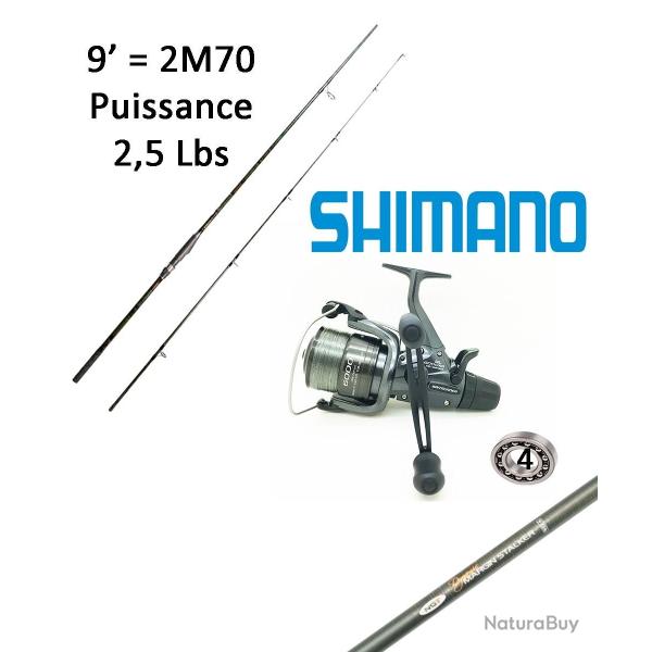 Ensemble Carpe courte distance Moulinet Shimano baitrunner DL 6 000 RB + Canne Dynamic Margin 9'