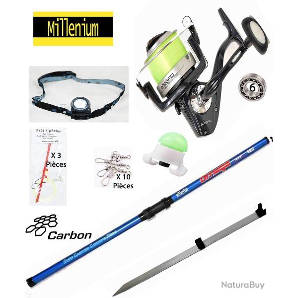 Pack P�che Surf Complet, Canne Carbone 4M20 + Moulinet 6 Roulements + Pique Surf + Accessoires