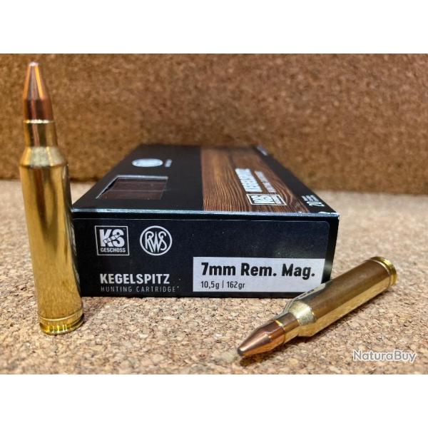 1 BOITE DE MUNITIONS CHASSE RWS CAL: 7mm REM MAG  KS  10.5 GR