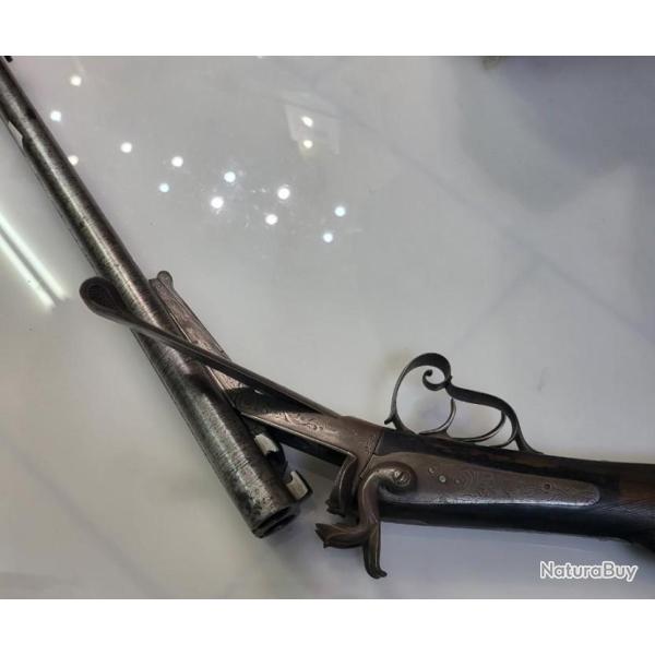 Beau et bon fusil � broches en calibre 16 st�phanois, pr�t � chasser � l'ancienne.