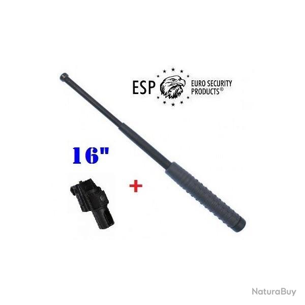MATRAQUE TLESCOPIQUE 16 ESP EN ACIER NOIR AVEC ETUI PLASTIQUE