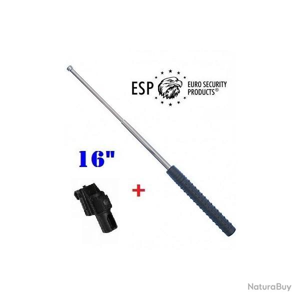 Matraque Tlscopique ESP acier 16" argent avec etui