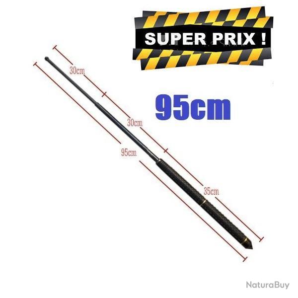 Matraque Tlscopique acier noir 95 cm avec brise vitre