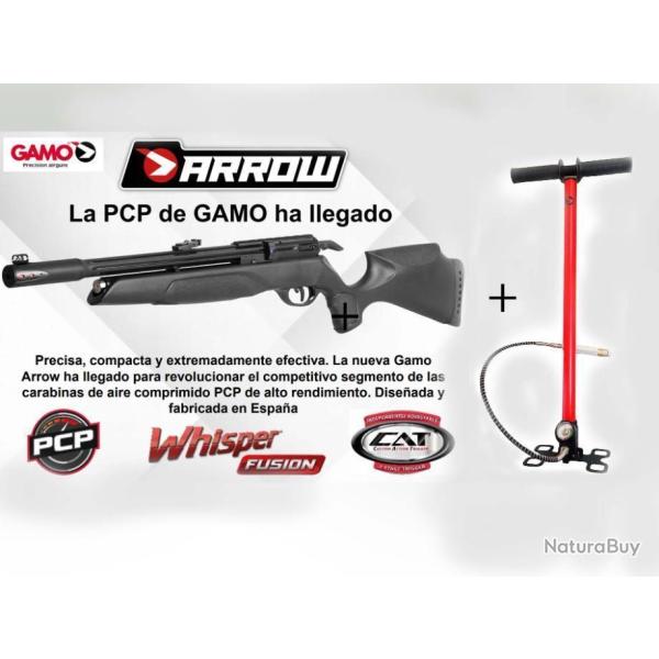 PACK-POINT ROUGE Carabine PCP GAMO ARROW Cal. 5,5 mm, 19,9 j. + pompe bar Gamo + 3 Bo�tes balinaises