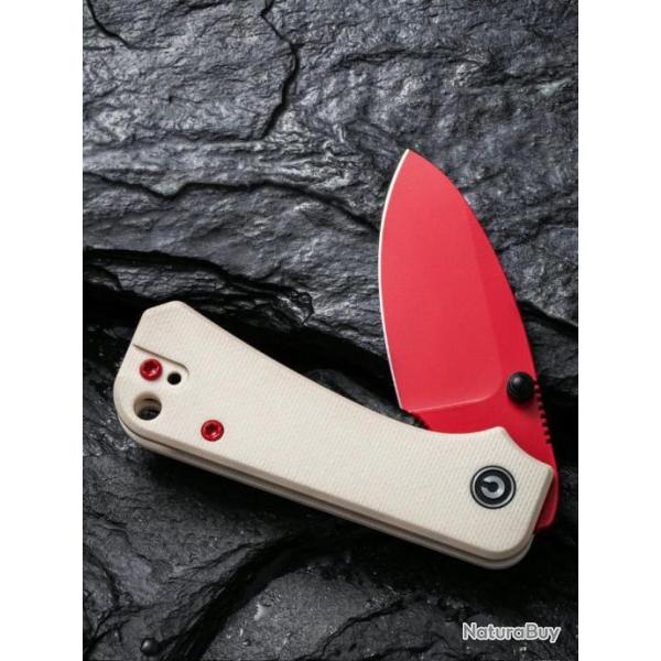 Couteau CIVIVI Baby Banter Red/Ivory Lame Nitro-V Manche G10 IKBS Linerlock Clip CIVC19068S7