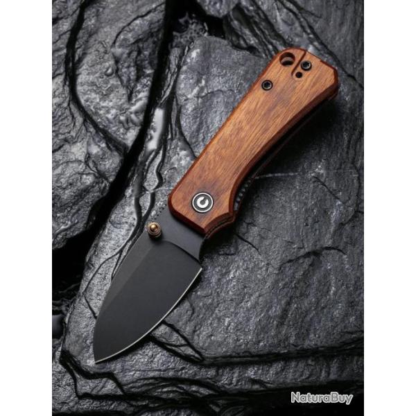 Couteau CIVIVI Baby Banter Cuibourtia Lame Nitro-V Manche Bois IKBS Linerlock Clip CIVC19068SB2