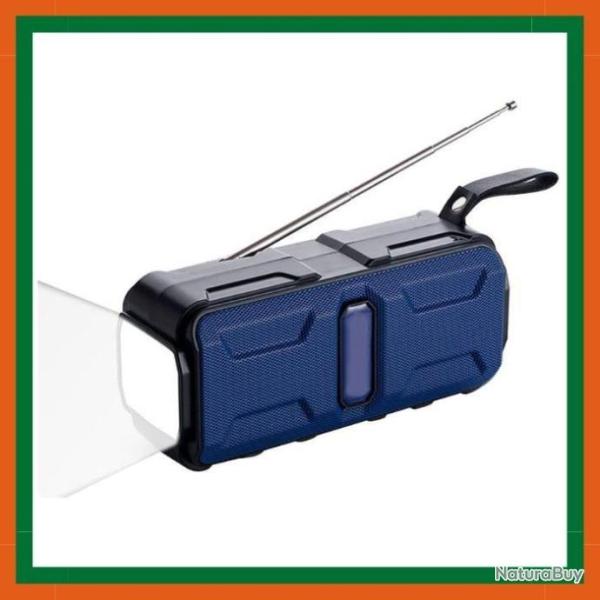 Radio d'urgence Solaire avec manivelle - Bluetooth - Haut parleur 5.1 - Lampe de poche - Powerbank