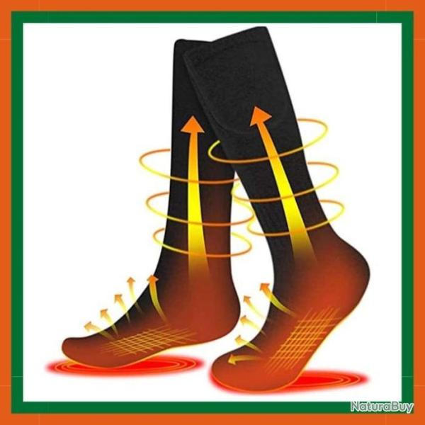 Chaussettes chauffantes USB 2200 mAh avec batteries r�glables - Coton - Noir - Livraison rapide