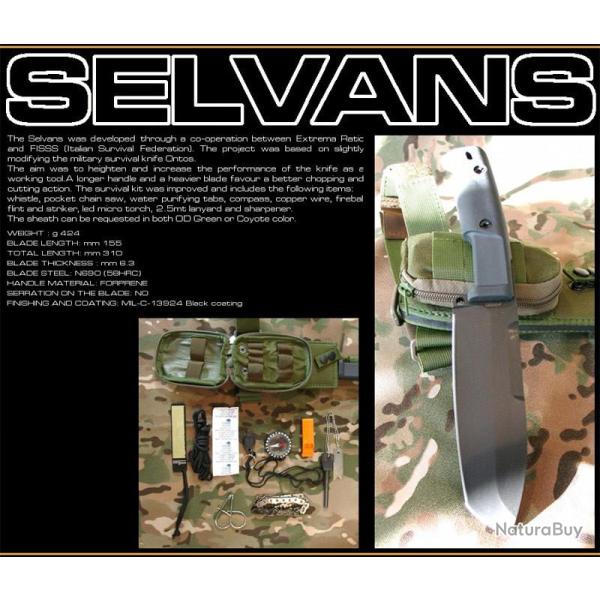 129SELVGREEN - Couteau EXTREMA RATIO Selvans (avec kit de survie)