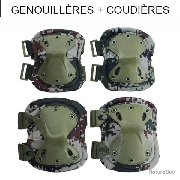 PROMOTION !! Ensemble genouill�res et coudi�res tactiques flexibles EVA Haute Densit� UCP