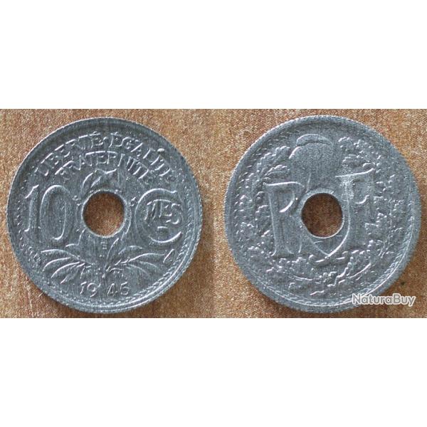 France 10 Centimes 1945 Piece Lindauer Franc