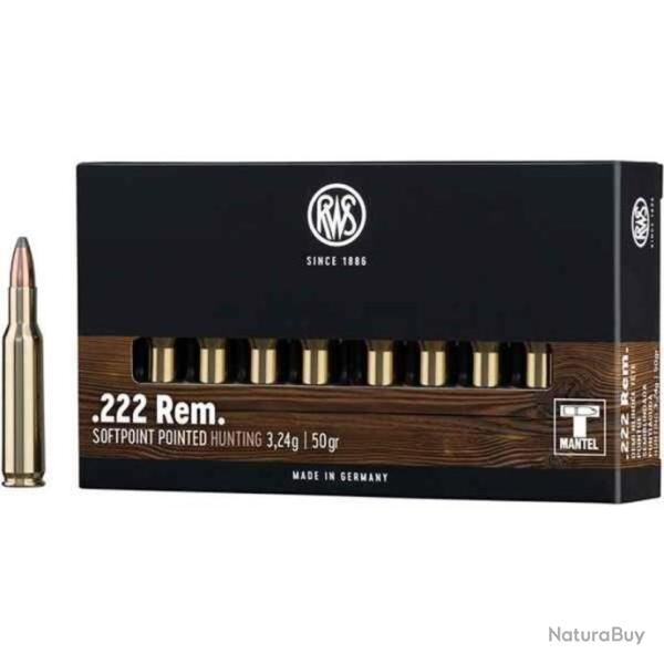 Munitions RWS 222 Rem. TMS 3.2g 50gr x10 boites