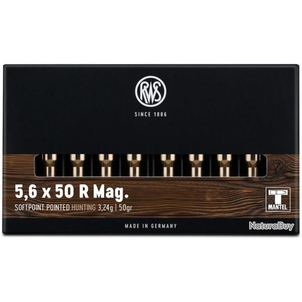 Munitions RWS 5.6x50 R Magnum Soft Point 3.24g 50gr x10 boites
